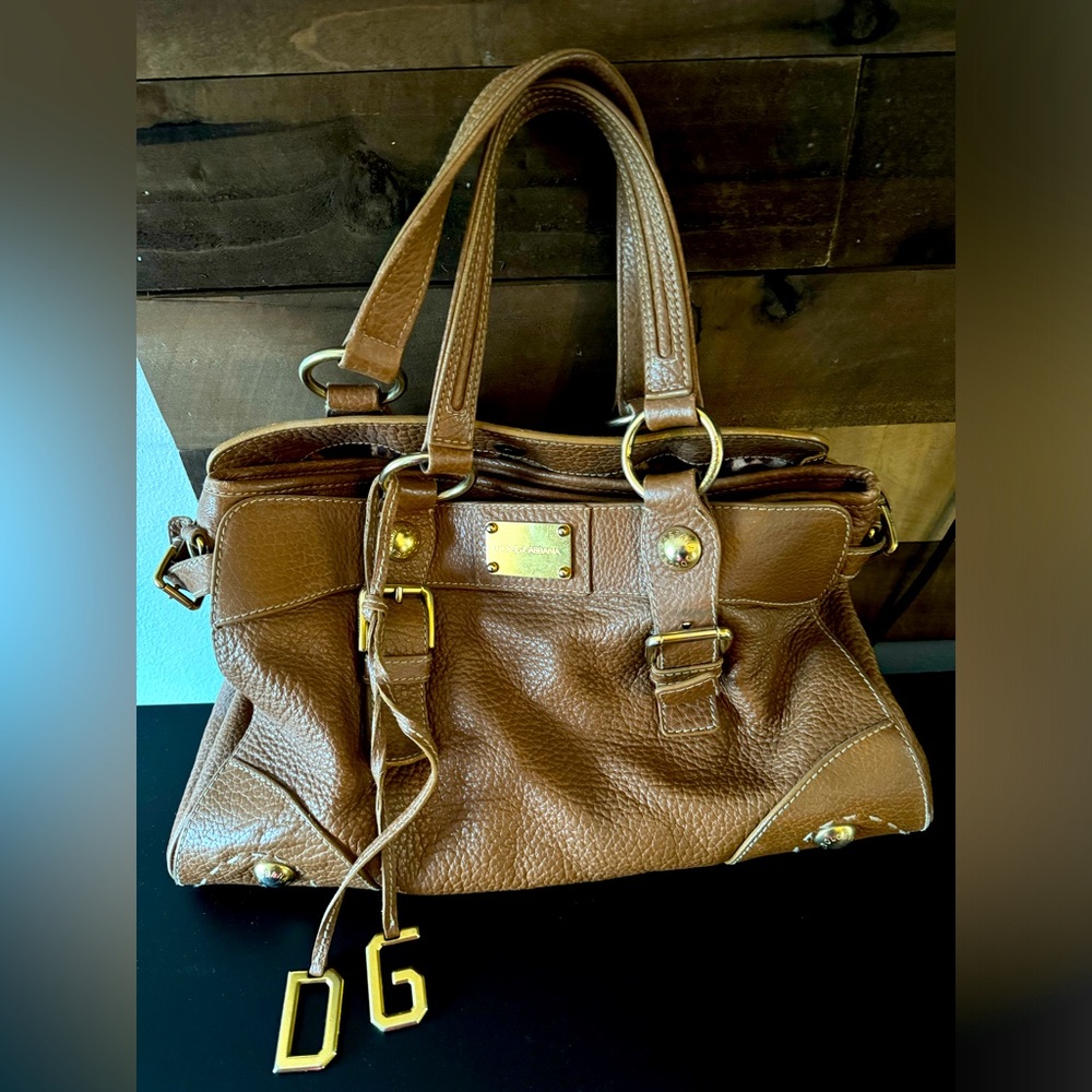 DG Dolce & Gabbana Brown Leather Boston Bag Preowned